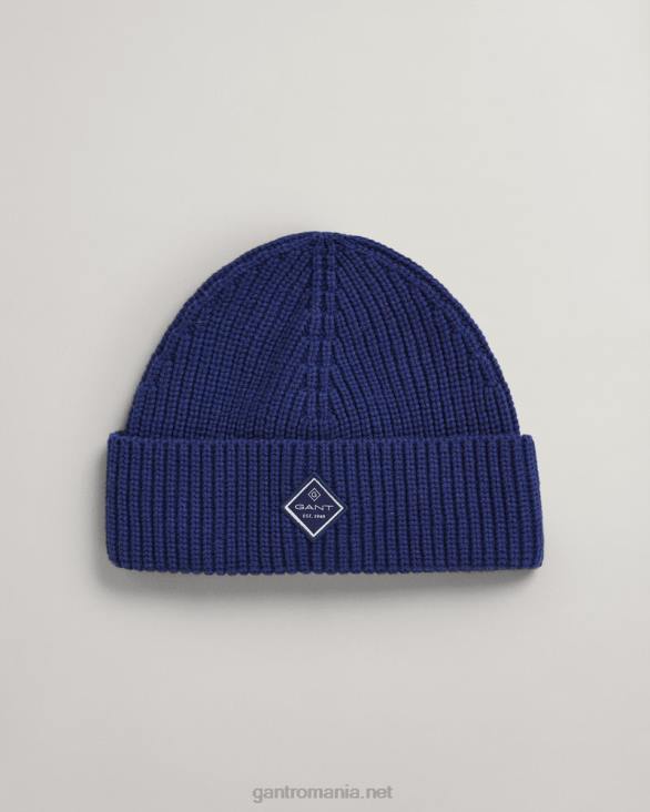 pălărie din tricot cu nervuri din bumbac 888T482 albastru inchis GANT bărbați