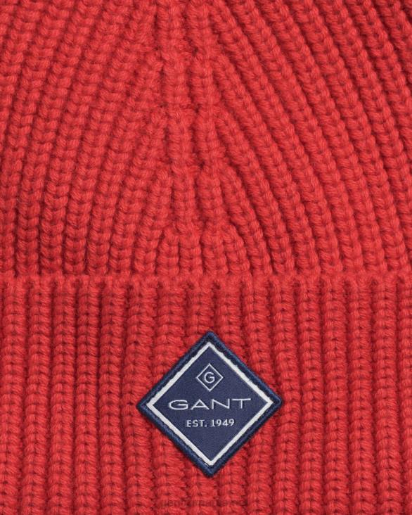 pălărie din tricot cu nervuri din bumbac 888T502 roșu ecvestru GANT bărbați