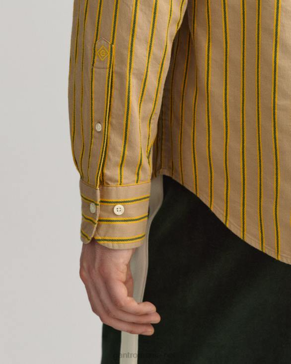 cămașă cu dungi dobby în formă relaxată 888T58 kaki închis GANT bărbați