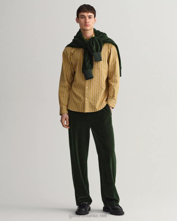 cămașă cu dungi dobby în formă relaxată 888T58 kaki închis GANT bărbați