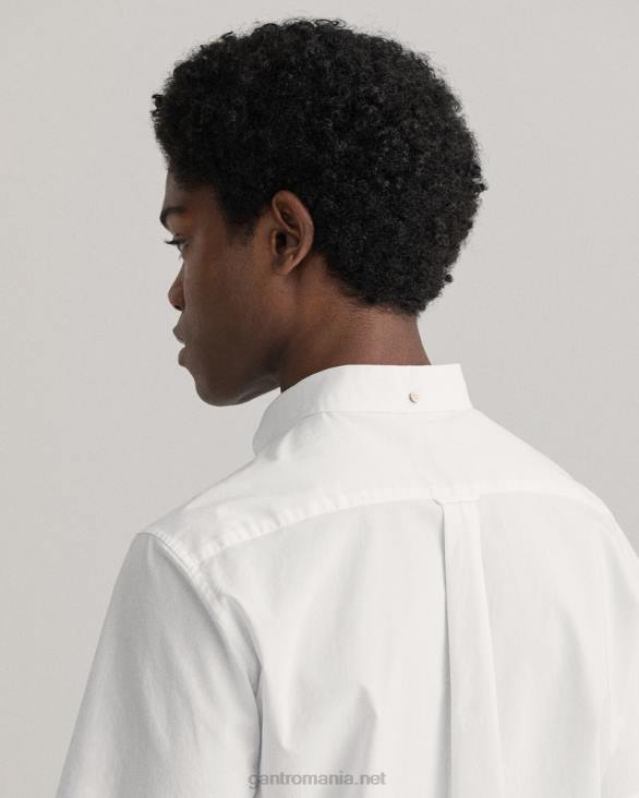 cămașă cu mânecă scurtă din pânză lată cu potrivire obișnuită 888T93 alb GANT bărbați