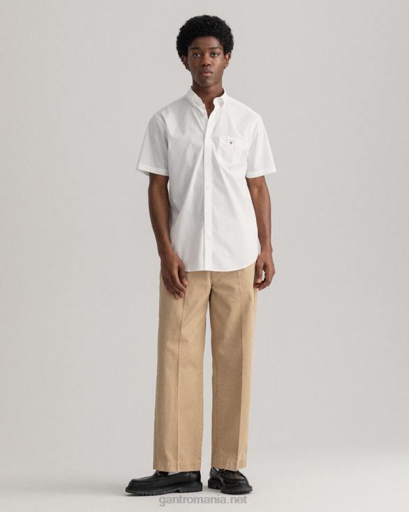 cămașă cu mânecă scurtă din pânză lată cu potrivire obișnuită 888T93 alb GANT bărbați