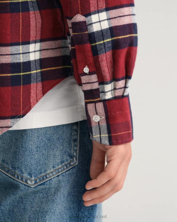 cămașă de flanel cu culoare normală 888T90 roșu plin GANT bărbați