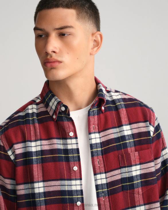 cămașă de flanel cu culoare normală 888T90 roșu plin GANT bărbați