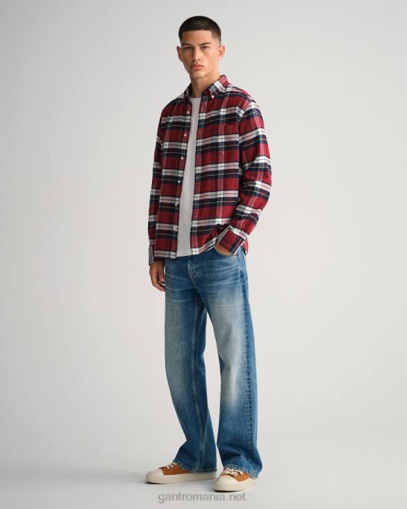 cămașă de flanel cu culoare normală 888T90 roșu plin GANT bărbați