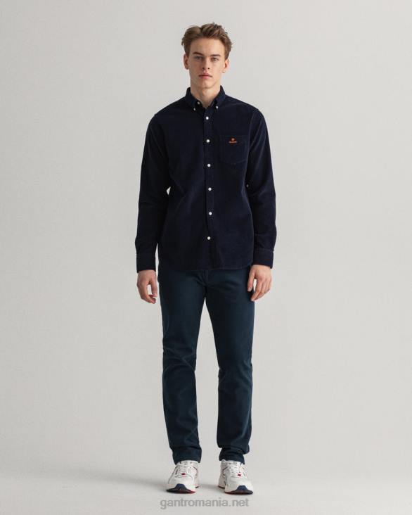 cămașă din catifea cu culoare normală 888T9 albastru de seară GANT bărbați