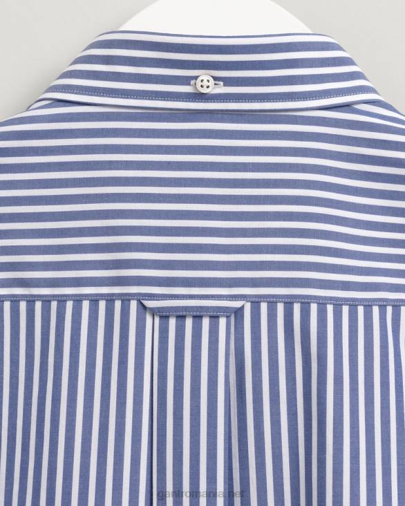 cămașă din pânză lată cu dungi cu potrivire obișnuită 888T74 albastru colegiu GANT bărbați