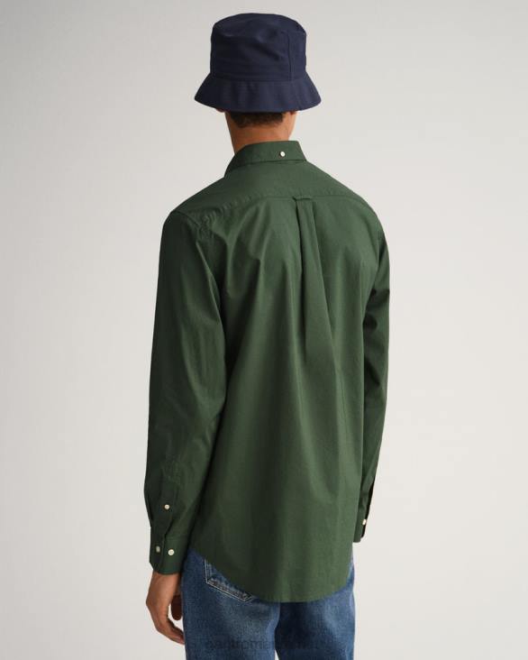 cămașă din pânză lată cu potrivire obișnuită 888T45 verde furtună GANT bărbați