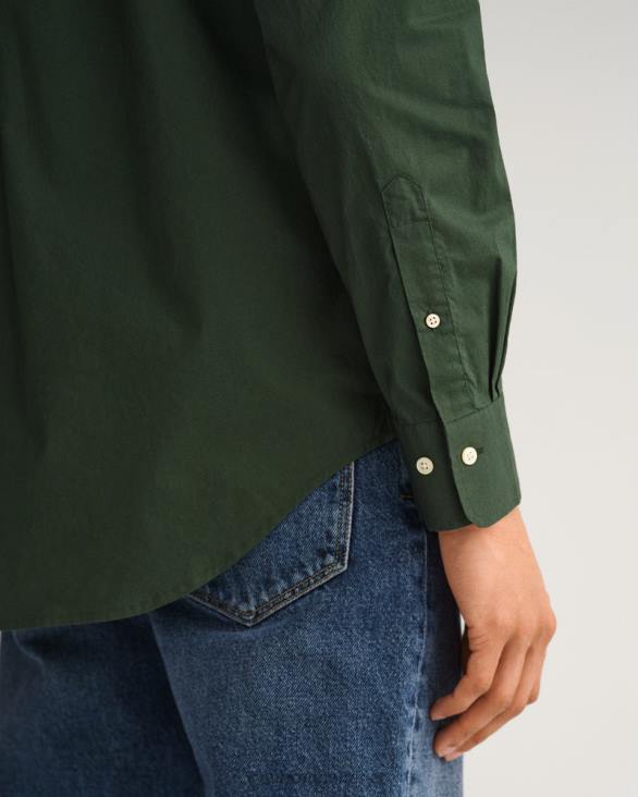 cămașă din pânză lată cu potrivire obișnuită 888T45 verde furtună GANT bărbați