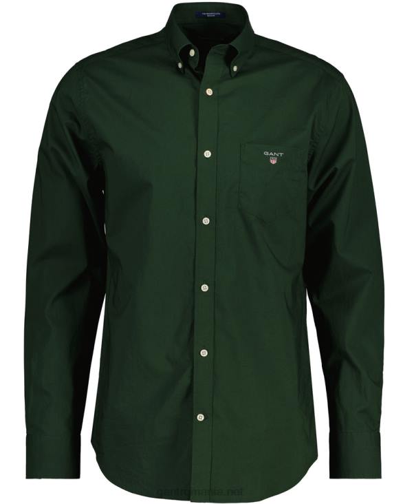 cămașă din pânză lată cu potrivire obișnuită 888T45 verde furtună GANT bărbați