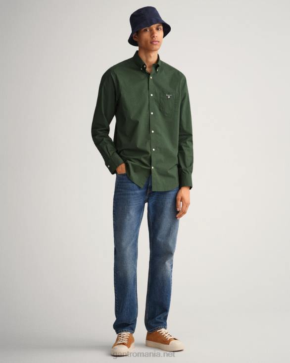 cămașă din pânză lată cu potrivire obișnuită 888T45 verde furtună GANT bărbați