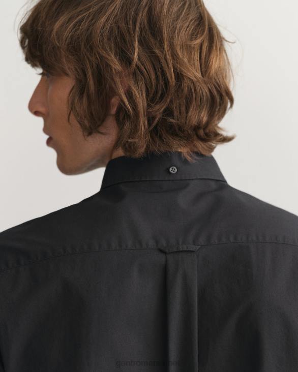 cămașă din pânză lată cu potrivire obișnuită 888T53 negru GANT bărbați