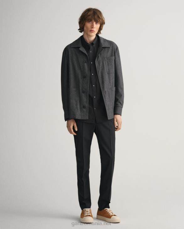 cămașă din pânză lată cu potrivire obișnuită 888T53 negru GANT bărbați