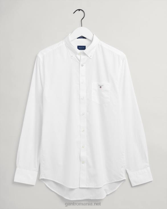 cămașă din pânză lată cu potrivire obișnuită 888T65 alb GANT bărbați