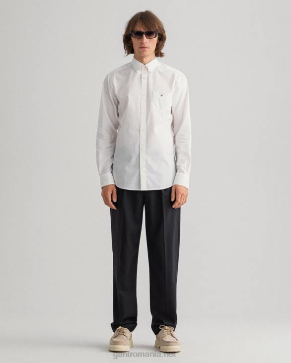 cămașă din pânză lată cu potrivire obișnuită 888T65 alb GANT bărbați