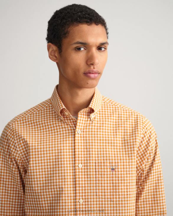 cămașă din pânză vichy cu potrivire obișnuită 888T56 dk portocală de muştar GANT bărbați
