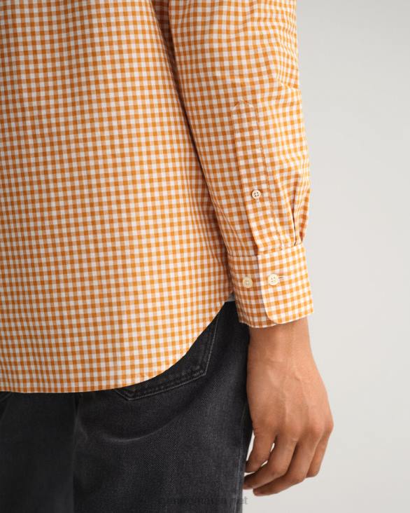 cămașă din pânză vichy cu potrivire obișnuită 888T56 dk portocală de muştar GANT bărbați
