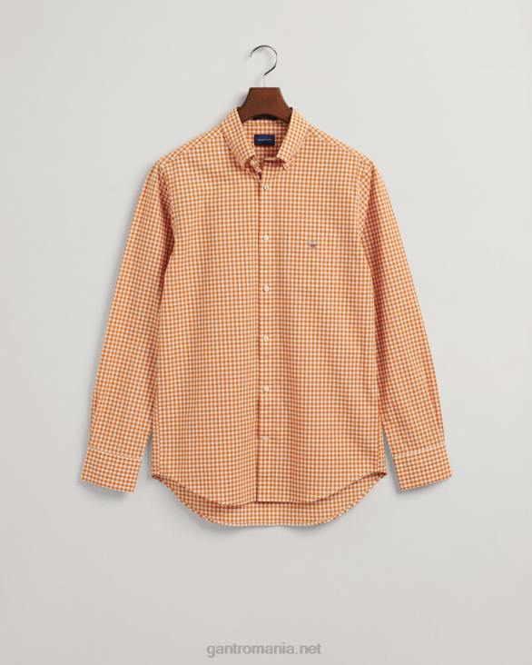 cămașă din pânză vichy cu potrivire obișnuită 888T56 dk portocală de muştar GANT bărbați
