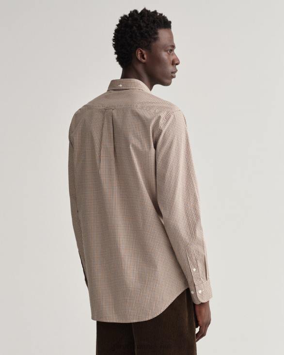 cămașă din popelin cu micro vichy, cu croială normală 888T43 dk portocală de muştar GANT bărbați