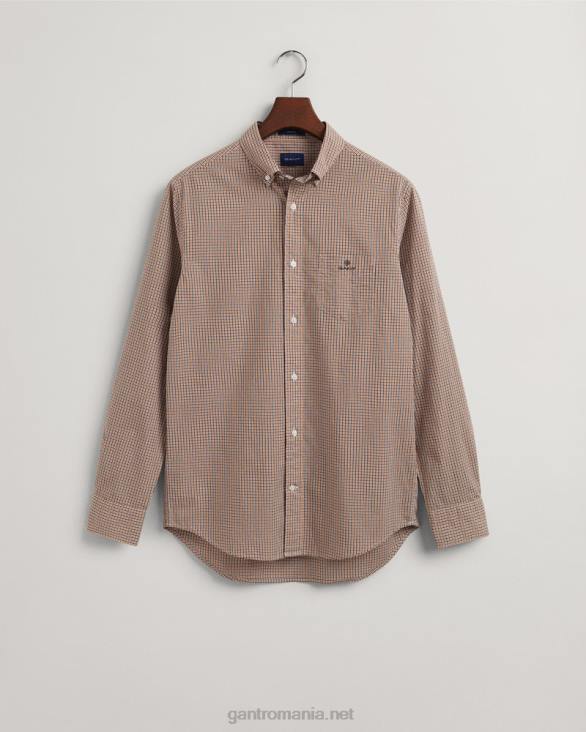 cămașă din popelin cu micro vichy, cu croială normală 888T43 dk portocală de muştar GANT bărbați