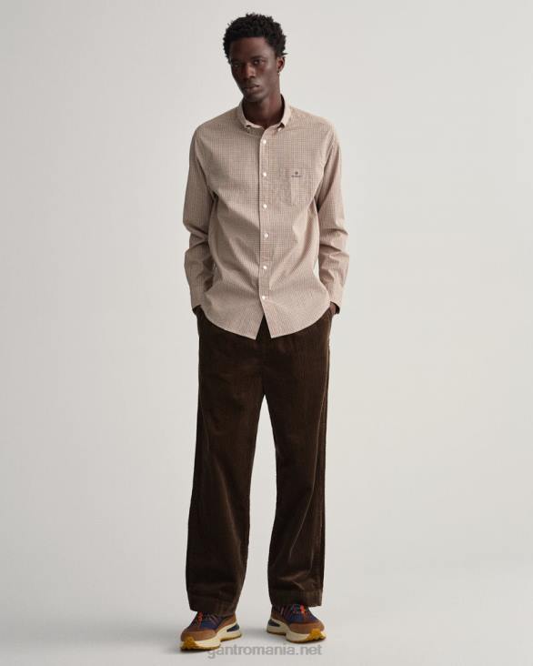 cămașă din popelin cu micro vichy, cu croială normală 888T43 dk portocală de muştar GANT bărbați