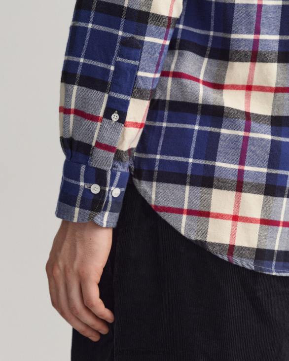 cămașă din tartan de flanel cu potrivire normală 888T5 albastru inchis GANT bărbați