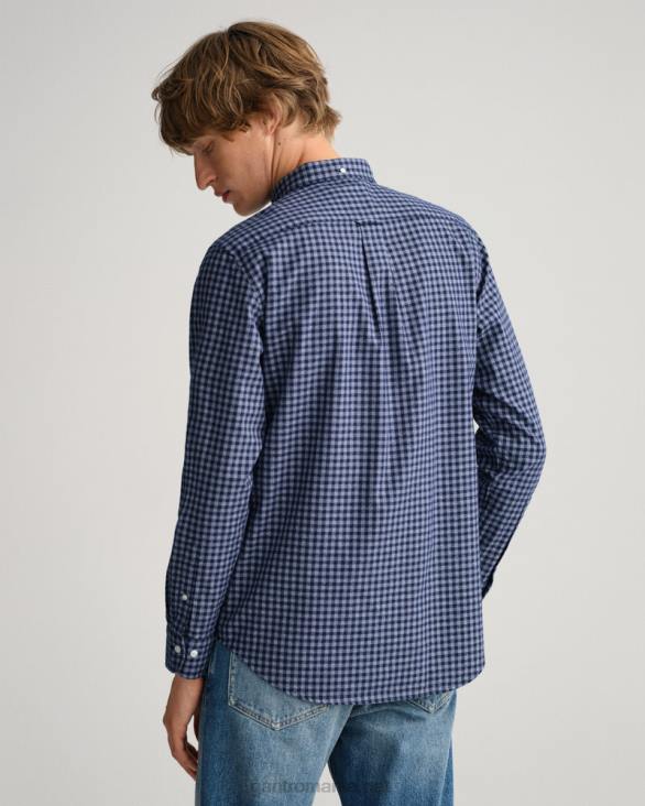 cămașă din vichy jaspe cu potrivire obișnuită 888T4 albastru de seară GANT bărbați