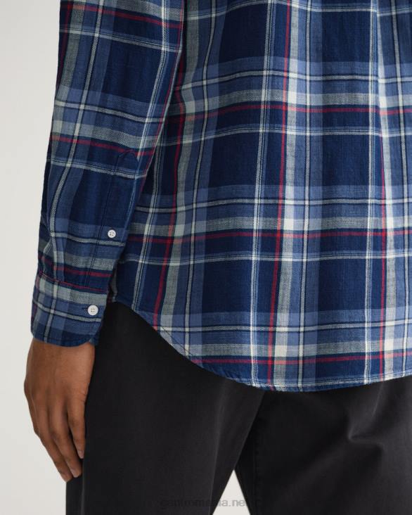 cămașă în carouri indigo cu potrivire normală 888T20 indigo închis GANT bărbați