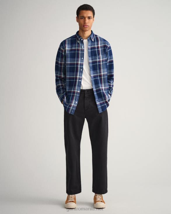 cămașă în carouri indigo cu potrivire normală 888T20 indigo închis GANT bărbați