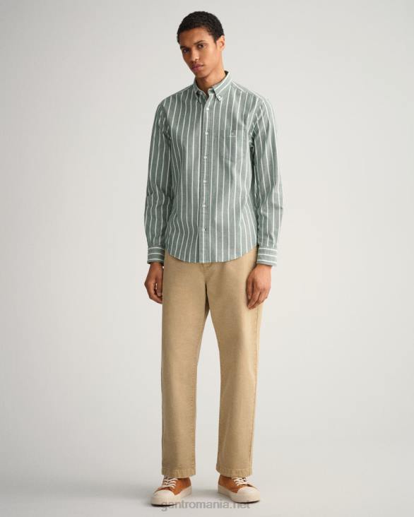 cămașă oxford cu dungi largi, în formă regulată 888T55 padure verde GANT bărbați