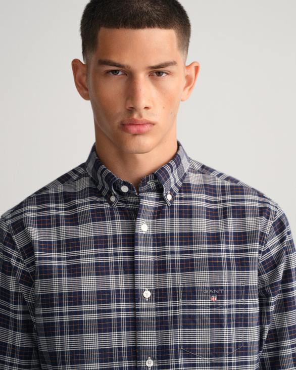 cămașă oxford în carouri cu culoare normală 888T16 albastru de seară GANT bărbați