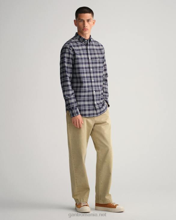 cămașă oxford în carouri cu culoare normală 888T16 albastru de seară GANT bărbați