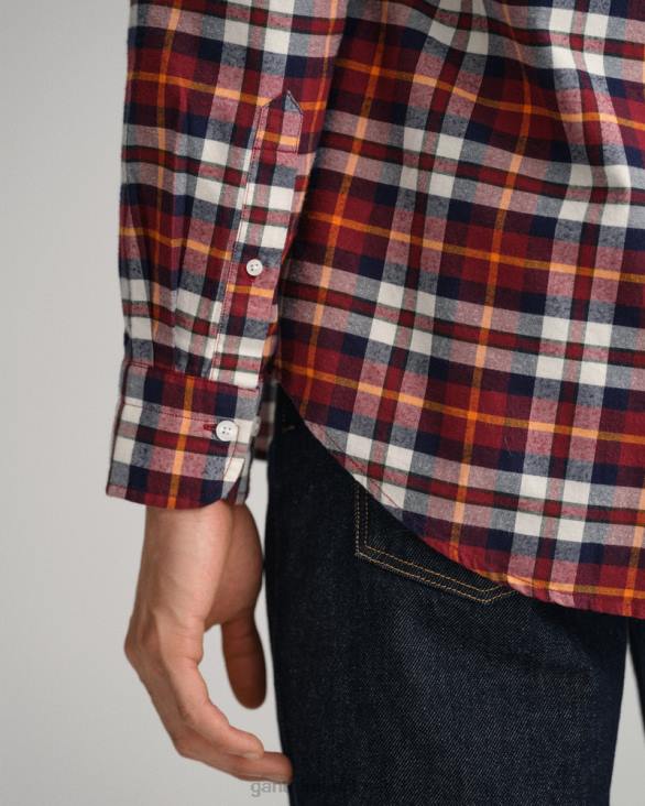 cămașă oxford tartan periată cu potrivire normală 888T75 roșu plin GANT bărbați
