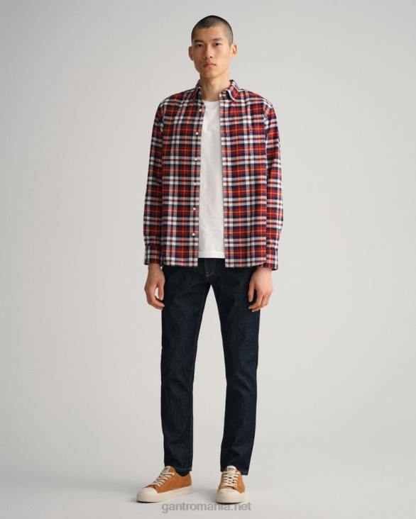 cămașă oxford tartan periată cu potrivire normală 888T75 roșu plin GANT bărbați