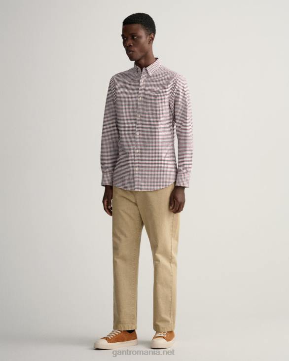 cămașă oxford tattersall cu potrivire regulată 888T49 roșu plin GANT bărbați
