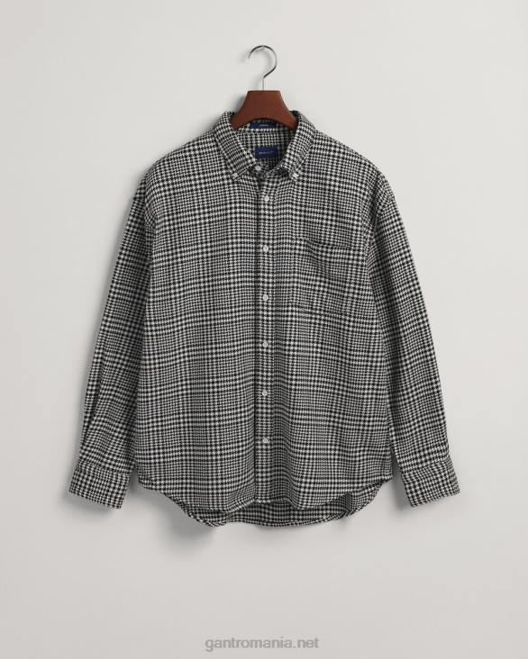 cămașă supradimensionată din bumbac cu picioare de găin 888T13 negru GANT bărbați