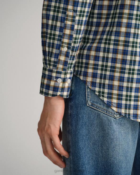 cămașă tartan din pânză lată cu potrivire obișnuită 888T12 albastru persan GANT bărbați