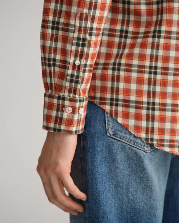 cămașă tartan din pânză lată cu potrivire obișnuită 888T7 condiment roșu GANT bărbați