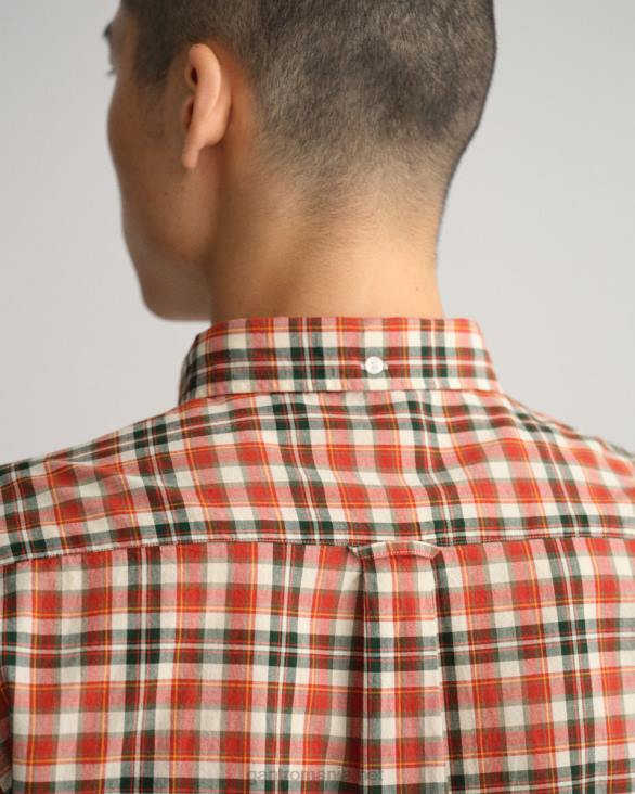 cămașă tartan din pânză lată cu potrivire obișnuită 888T7 condiment roșu GANT bărbați