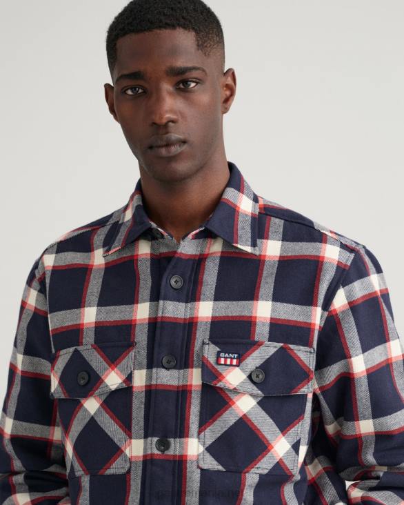 peste cămașă cu carouri de flanel 888T2 albastru de seară GANT bărbați