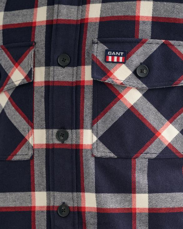 peste cămașă cu carouri de flanel 888T2 albastru de seară GANT bărbați