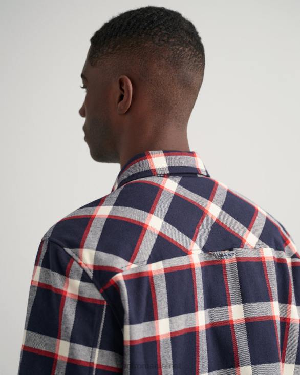 peste cămașă cu carouri de flanel 888T2 albastru de seară GANT bărbați