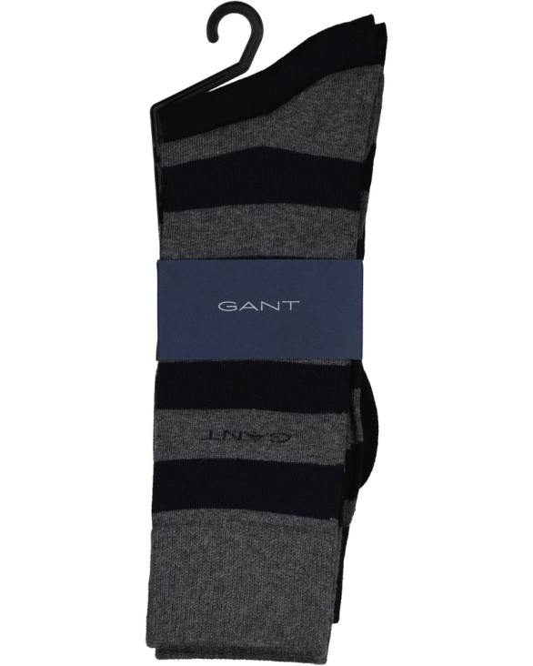 Pachet de 2 șosete cu dungi și uni 888T525 melange de cărbune GANT bărbați