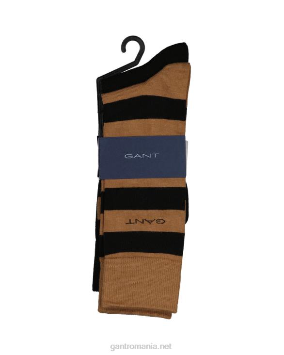Pachet de 2 șosete cu dungi și uni 888T532 nucă prăjită GANT bărbați