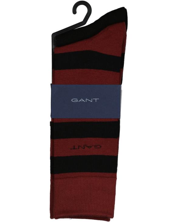 Pachet de 2 șosete cu dungi și uni 888T533 Burgundia GANT bărbați