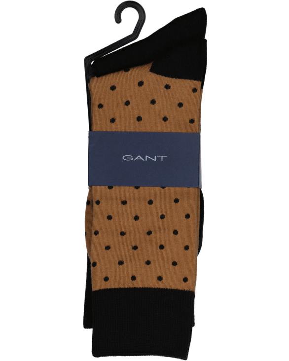 Pachet de 2 șosete solide și cu buline 888T536 nucă prăjită GANT bărbați