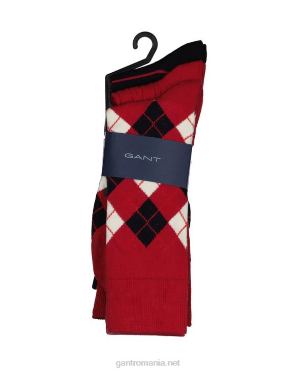 Pachet de 3 șosete argyle 888T527 apus de toamnă GANT bărbați