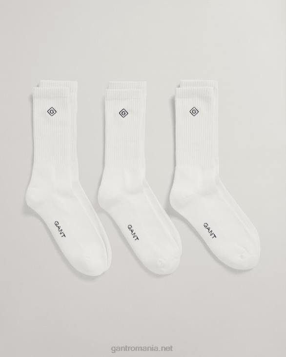 Pachet de 3 șosete sport 888T528 alb GANT bărbați