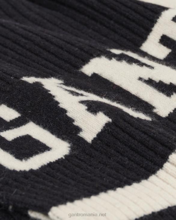 eșarfă colegială din lână în dungi 888T564 negru de abanos GANT bărbați