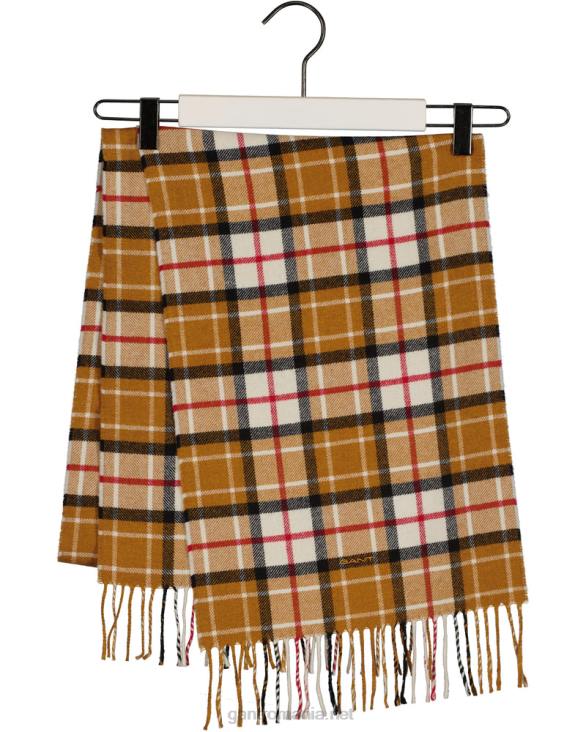 eșarfă din twill de lână în carouri 888T569 dk portocală de muştar GANT bărbați